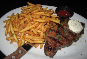The New York steak with crispy hand-cut fries. Photo by Karen Salkin.