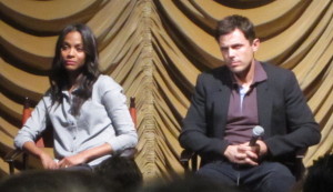 Zoe Saldana and Casey Affleck, listening intently to a question from the audience. Photo by Karen Salkin.