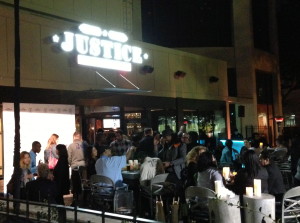 The happening patio scene at the Justice Urban Tavern opening.  Photo by Karen Salkin.