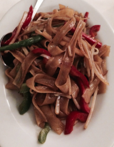 Vegetarian Flat Noodles.  Photo by Karen Salkin.