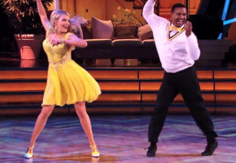 Alfonso and Witney doing the beloved "Carlton Dance."  The number to vote for them is 800-868-3401.