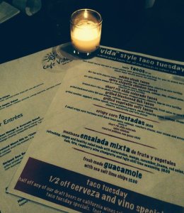 The menus for that evening, presented by candlelight.  Photo by Karen Salkin.