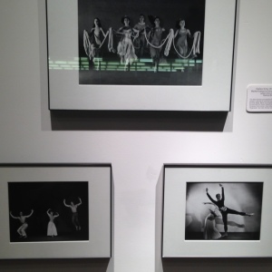 A trio of Barbara Morgan's classic photographs from the exhibit at VPAC. (Those green lines in the top one are from the room's blinds.) Photo by Karen Salkin.