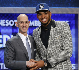 NBA Commissioner Adam Silver with #1 pick Karl-Anthony Townes.