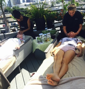 Rooftop facials.  Renata is the one on the right.  Photo courtesy of Mimi Dakar Berry.