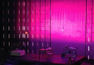 The opening scene set, before the lights come up. Photo by Karen Salkin.