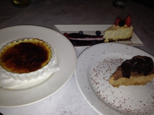 The trio of delicious desserts.  Photo by Karen Salkin.