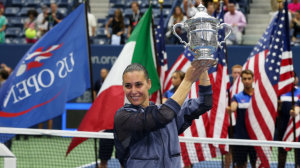 Flavia Penetta lifting her well-deserved Championship trophy.