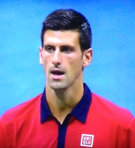Novak Djocovic's new grown-up hairstyle.  Photo by Karen Salkin.