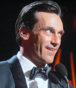 Doesn't Jon Hamm look crazy here? Or at least  frightening?  Photo by Karen Salkin.