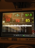 This is the only good news.  Look at that blood pressure number, on the right.  Mike drop.  Photo by Karen Salkin.