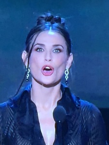 Demi Moore and her ears.  I'm proud to say that my tweet saying this pic looks like she has only one giant tooth got a lot of (good) action! Photo by Karen Salkin.