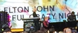 Elton John, blurry as he may be.  Photo by Karen Salkin.