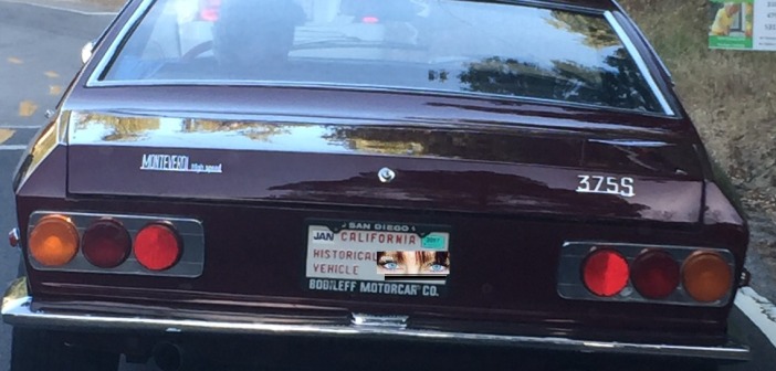 Jay Leno in his car.  Love that license plate! Photo by Karen Salkin.