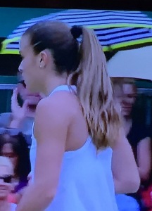 Maria Sakkari, one of the girls with the best ponytails. Photo by Karen Salkin.