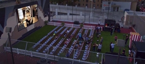 An aerial view of The Rooftop Cinema Club.