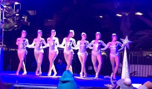 The Rockettes-type act on the performance stage. Photo by Karen Salkin. 
