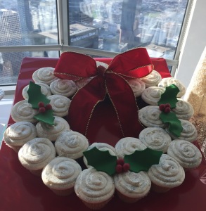 A cupcake wreath, with a hint of the glorious view we had that day. Photo by Karen Salkin.