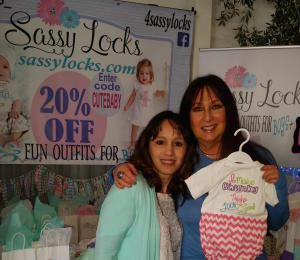 Sassy Locks owner Cindy Butler with Karen Salkin. Perfect saying for Karen on the adorable outfit! Photo by Alice Farinas.