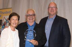 (L-R) Grace Cheng Braun, Fred Deni, and Santa Monica Mayor Ted Winterer. Photo courtesy of Wise and Healthy Aging.