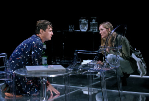 Augustus Prew and Jessica Collins.  This is the only photo that gives even a tiny glimpse into how fabulous the set is! Photo by Kevin Parry. 
