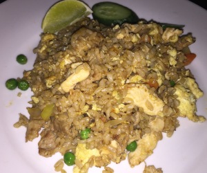 Healthful brown fried rice. Photo by Karen Salkin.