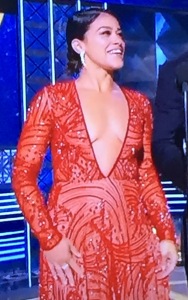 Gina Rodriguez.  Look at that awful chest area!  Photo by Karen Salkin.