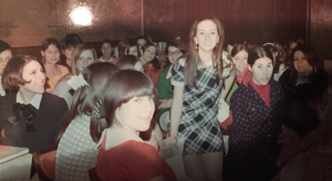 Yours truly (the girl sitting high up,) at my own fabulous Sweet 16, surrounded by my besties.  Photo by Martin Salkin.