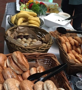 The breads and fruit offerings. Photo by Karen Salkin.