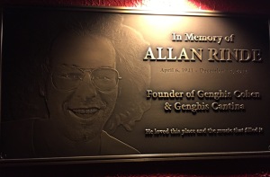 The plaque tribute to Allan Rinde.  Photo by Karen Salkin.