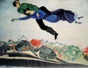 "Over The Town" by Marc Chagall.  See what I mean about the poses?