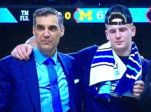Villanova Coach Jay Wright with Finals MOP Donte DiVincenzo.