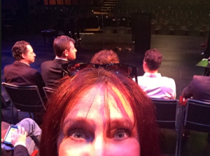 Karen Salkin on stage at The Wallis!  (The audience is behind her.) Photo by Karen Salkin.