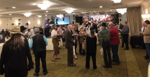 Some of the many guests happily mingling before they sat down for dinner.  Photo by Karen Salkin.