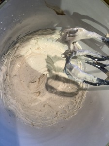Whipping-up that cream cheese frosting!  Photo by Karen Salkin.