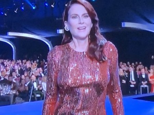 Megan Mullally and her sagging, lopsided breasts. Maybe she was just reminding us that we were, indeed, watching the "SAG" awards! Photo by Karen Salkin.