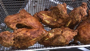 Gus' Frried Chicken being cooked.  Photo by Karen Salkin.