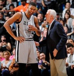 I've actually never seen Tim Duncan laught this much!  But Pop is really, really funny.