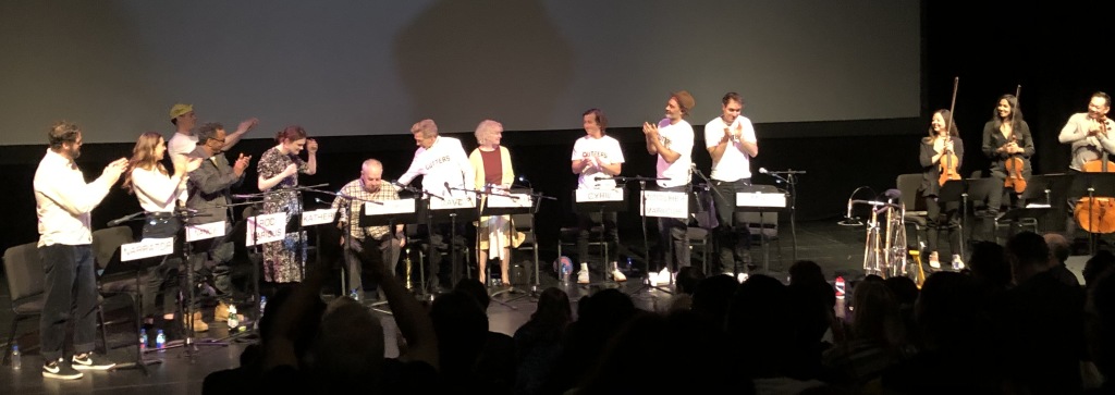 The cast (and audience,) giving respect to Paul Dooley at the end. Photo by Karen Salkin.