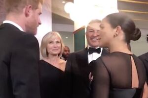Harry and Meghan trying to get her a voiceover job from Bob Iger, (in the middle, with his wife, Willow Bay.)