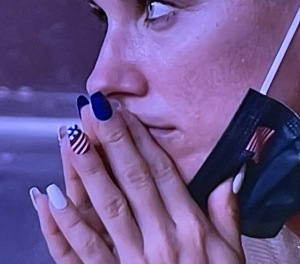 One pretty athlete's pretty American nails. Photo by Karen Salkin, off the TV.