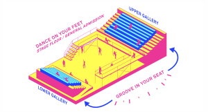 The official diagram showing the seating, and standing, choices.