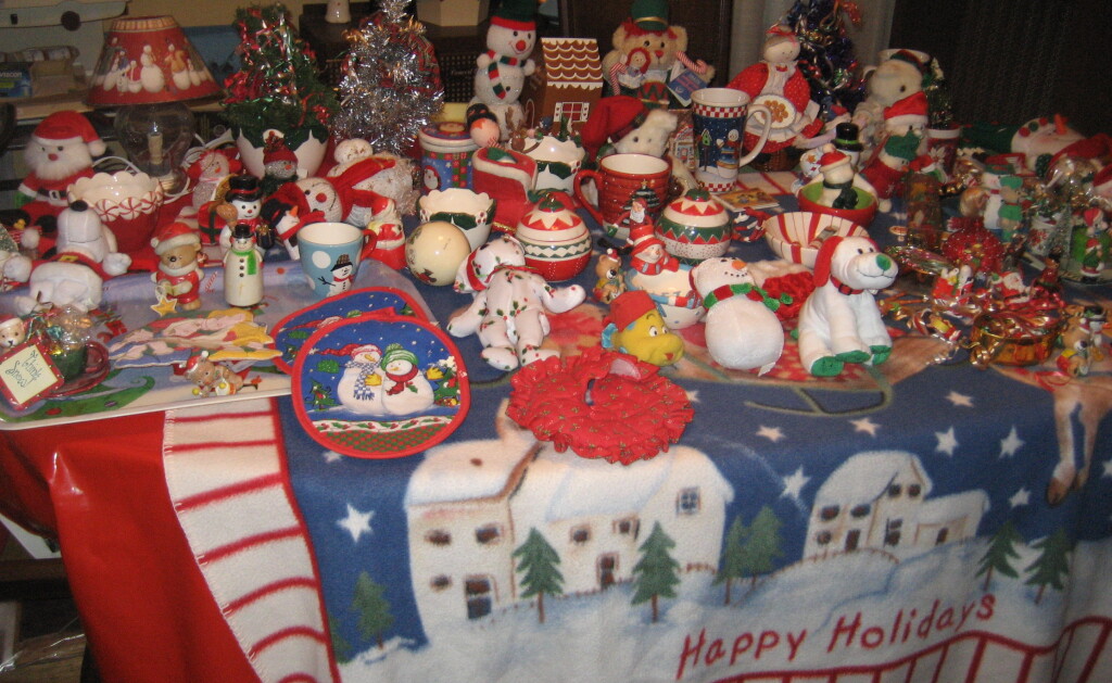 May Rose Salkin's festive dining room table "Holiday Village." Photo by Karen Salkin.