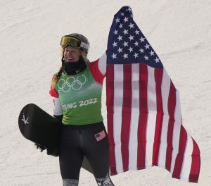 Snowboard Cross two-time Gold Medalist Lindsey Jacobellis. (Do you think the initial "K" on her board is a message to me?)