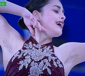 How could her coaches have let her perform with this stubble??? Photo by Karen Salkin.
