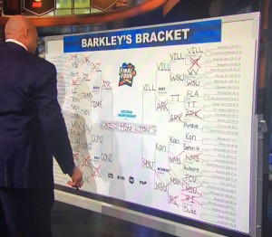 In a previous year, analyst Charles Barkley with one of his always-wrong brackets.