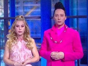 Tara Lipinski and Johnny Weir trying to make sure we all know how disapproving of Kamila Valieva they are. 
