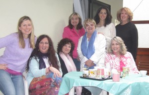 The afternoon tea ladies: (L-R, then around) Lucia Singer, Karen Salkin, Diane Levine, Eadie Siegel, Jann Berman, Candis Melamed, Celia Montgomery, and Caryn Gray in front.
