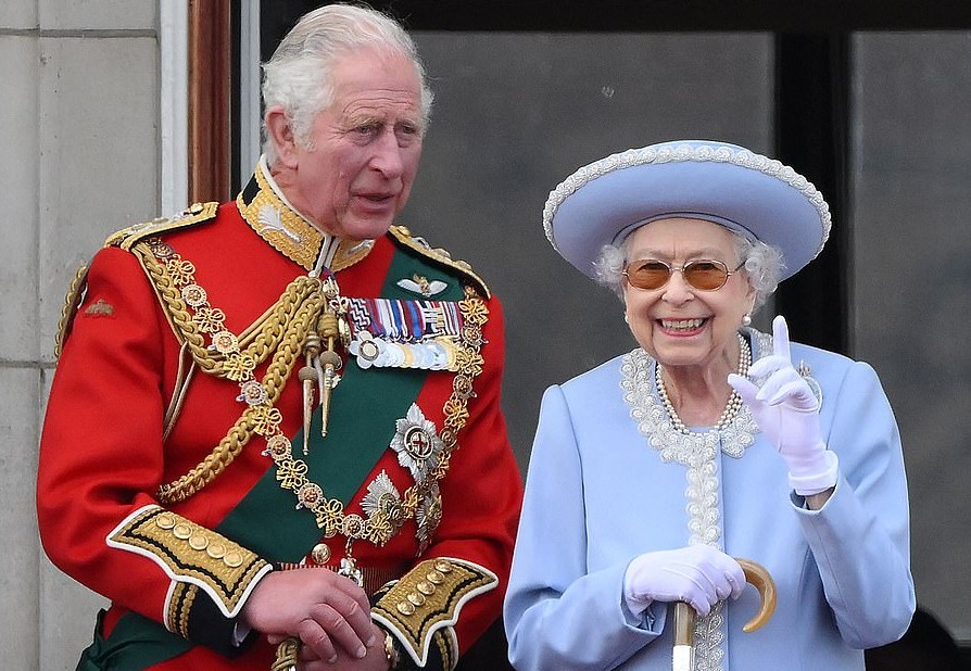The Queen with her heir to the throne, Prince Charles.