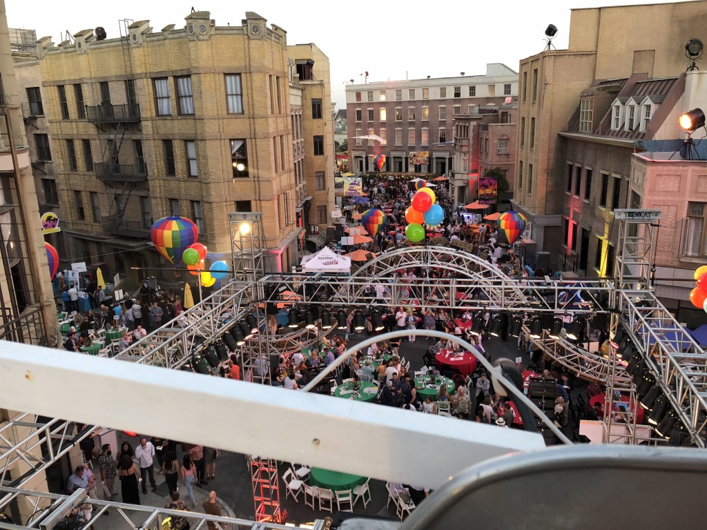 The overview of the 2019 Block Party taken from the top of the...ferris wheel! (Hence the white bar blocking some of the action.) Photo by Karen Salkin.